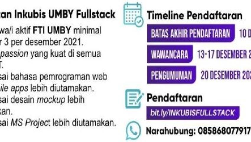 Open Recruitment Inkubator Bisnis Fullstack UMBY