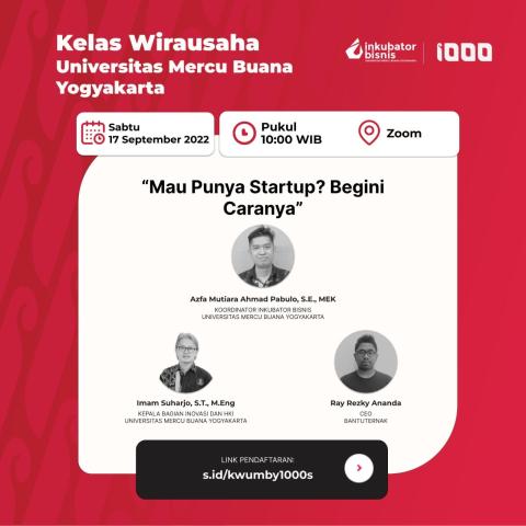 Kelas Wirausaha Gerakan Nasional 1000 Startup Digital Universitas Mercu Buana Yogyakarta